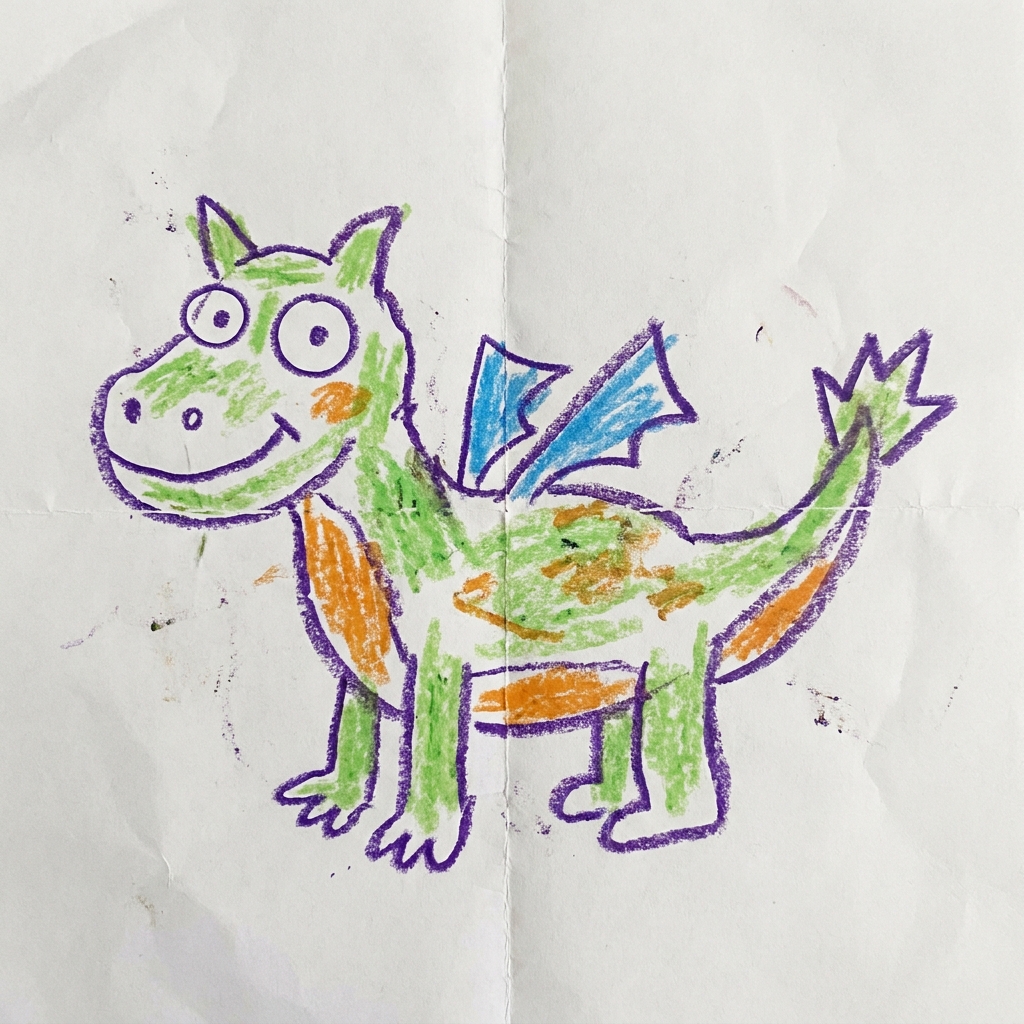 Kinderzeichnung eines Drachens